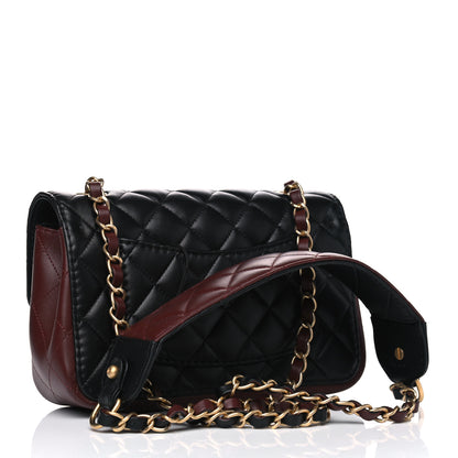 Chanel Calfskin Quilted Small Strap Into Flap Bag Black Brown 2 of 6