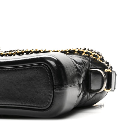 Chanel Aged Calfskin Chevron Quilted Small Gabrielle Hobo Black Black 10 of 10