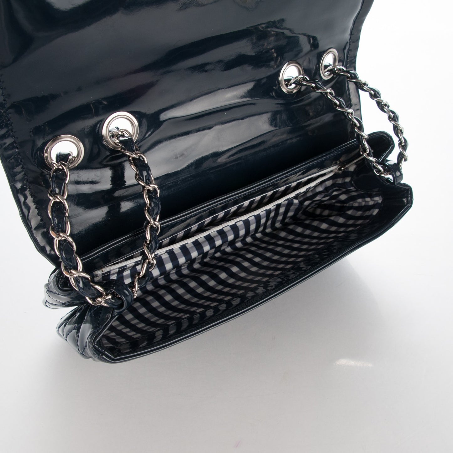 Vinyl Small Lipstick Flap Bag Navy Blue
