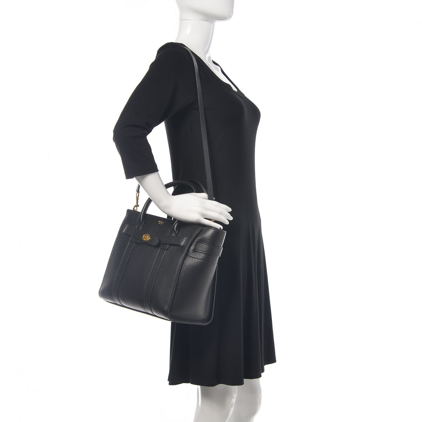 Small Classic Grain Small Bayswater Zip Tote Black