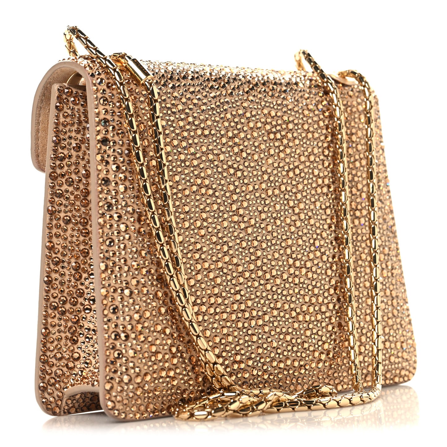 Suede Crystal Embellished Serpenti Forever Small Day-to-Night Crossbody Bag Gold Multicolor