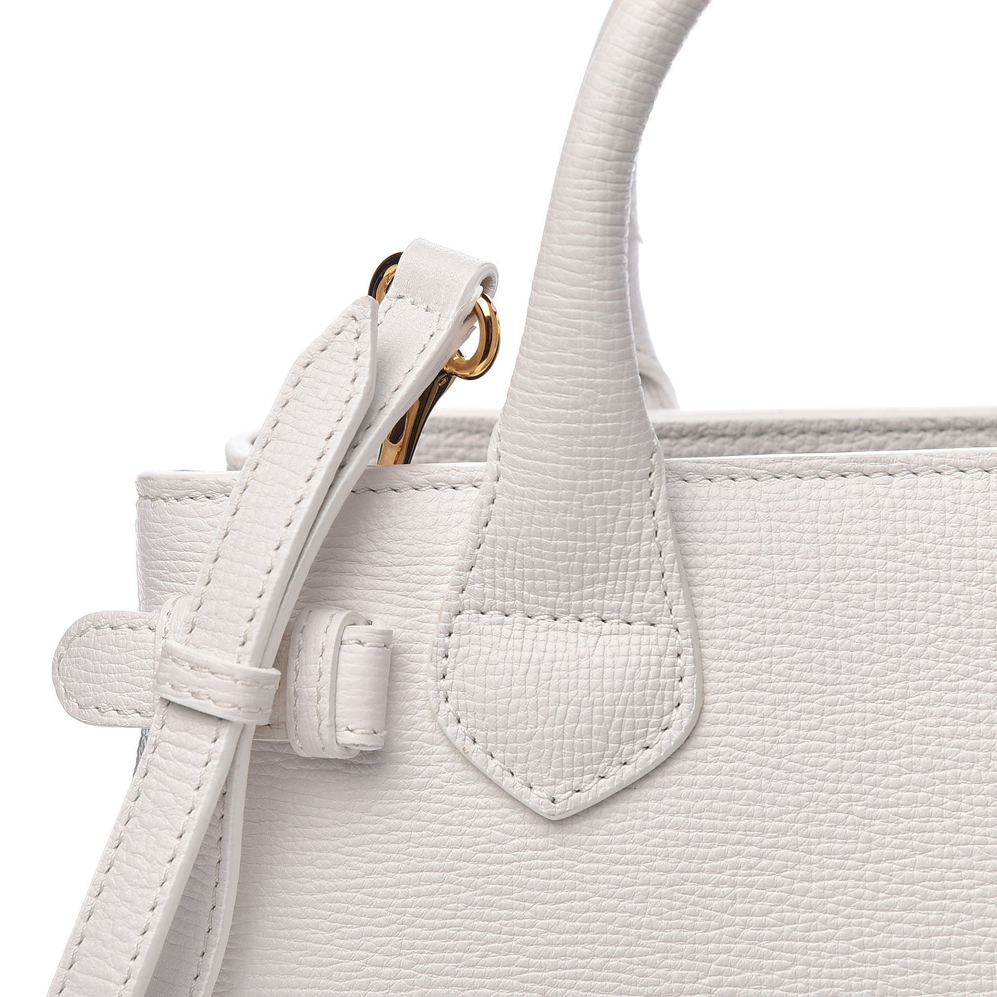 Grainy Calfskin House Check Small Banner Tote Chalk White