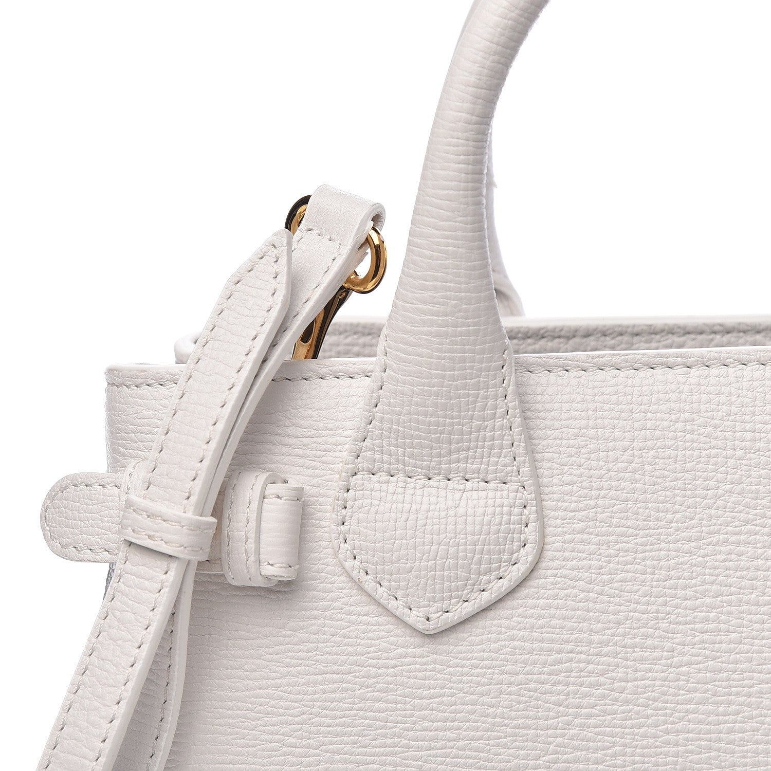 Burberry Grainy Calfskin House Check Small Banner Tote Chalk White 10 of 13