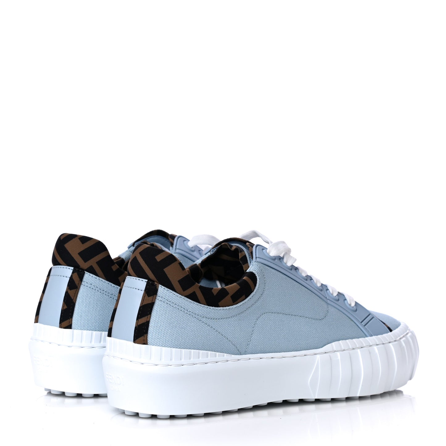 Canvas Lycra TPU FF Womens Fendi Force Low Top Sneakers 39 Sky Tobacco Black