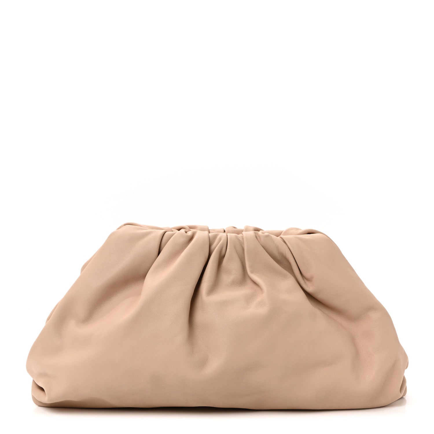 Bottega Veneta Smooth Butter Calf The Pouch Oversized Clutch Almond 1 of 8