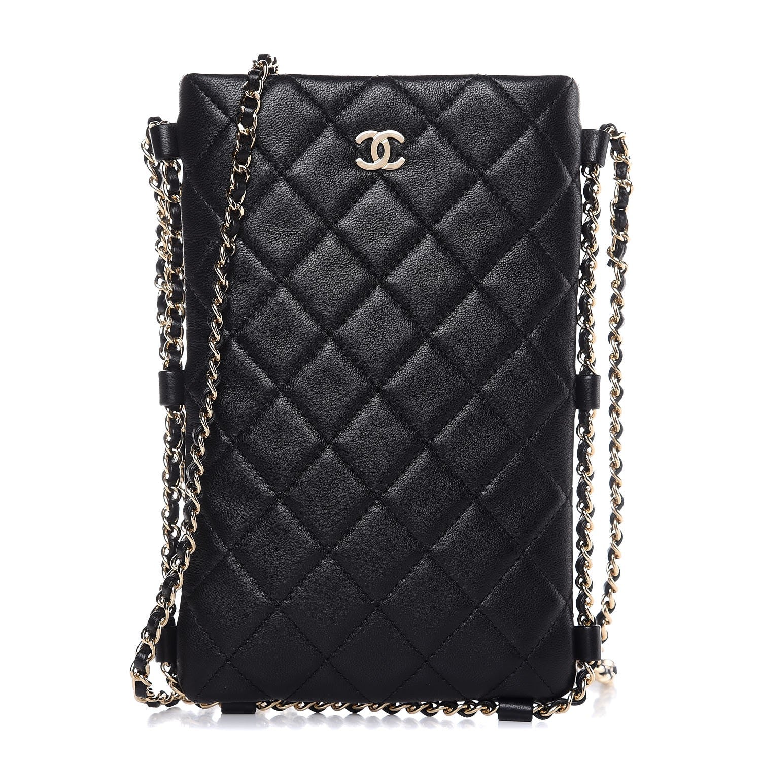 Chanel Lambskin Quilted Tech Take Away Clutch Black 1 of 8