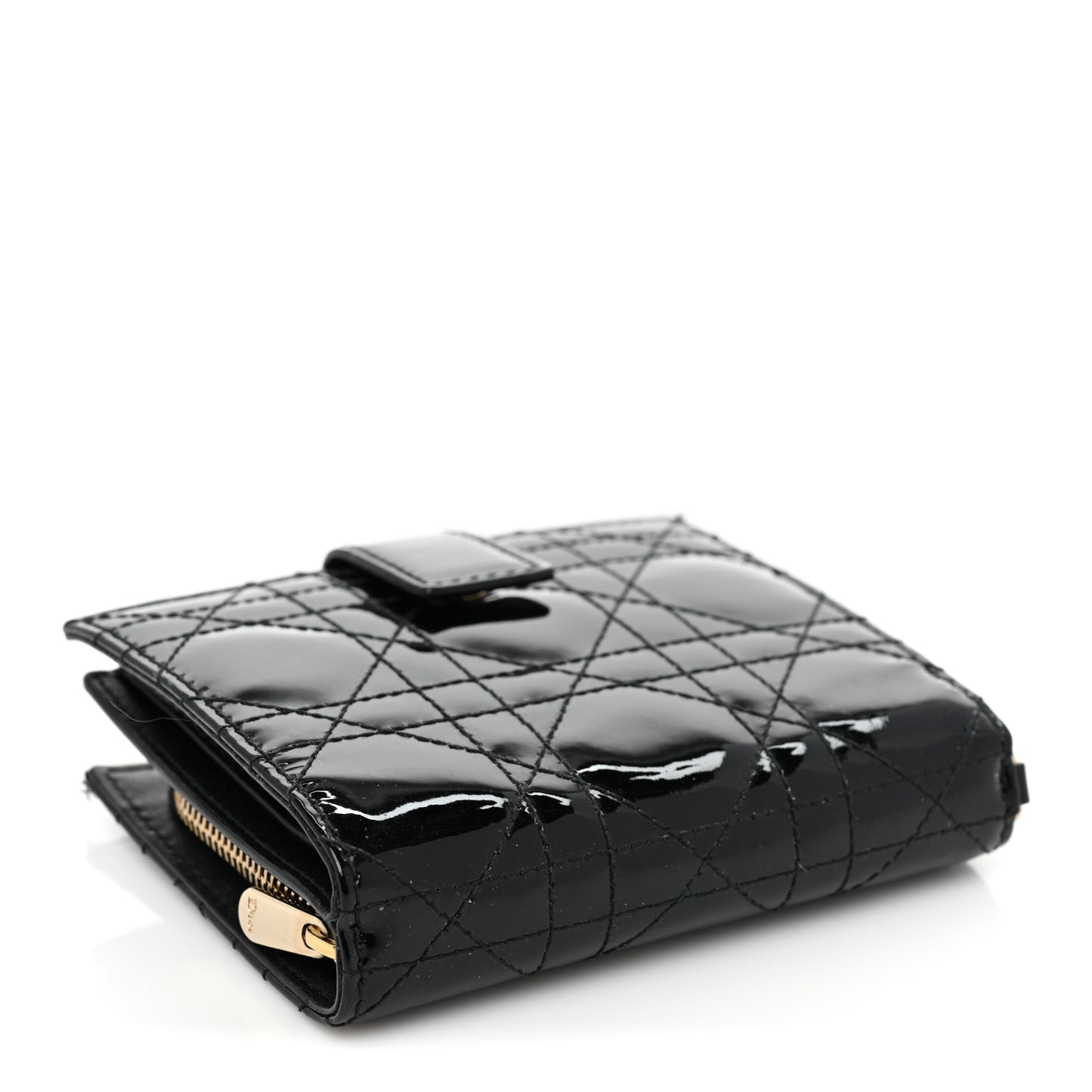 Patent Cannage Lady Dior Eden Wallet Black