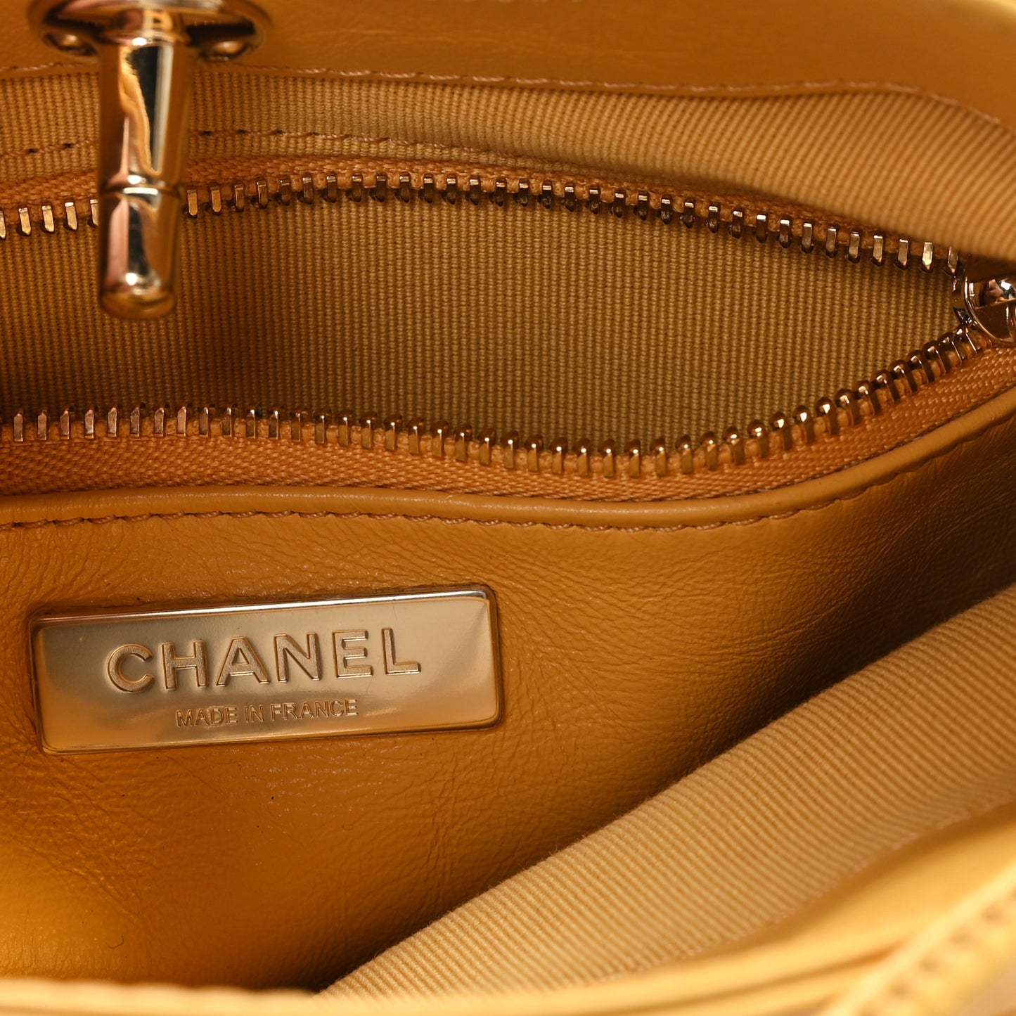 Shiny Crumpled Calfskin Quilted Mini 31 Shopping Bag Yellow