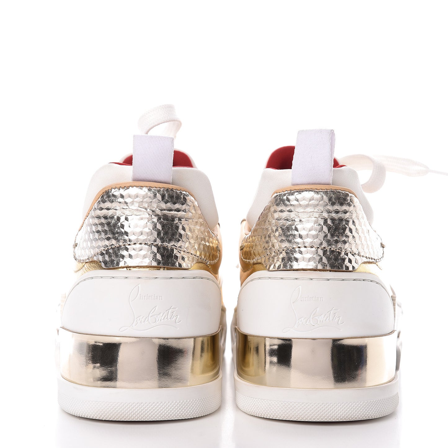 Metallic Calfskin Womens Aurelien Flat Sneakers 38 Gold White