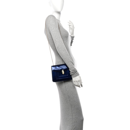 Bulgari Metallic Calfskin Small Serpenti Forever Snake Strap Crossbody Bag Blue 3 of 10