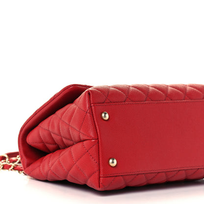 Chanel Caviar Lizard Embossed Quilted Small Coco Handle Flap Red 4 of 10