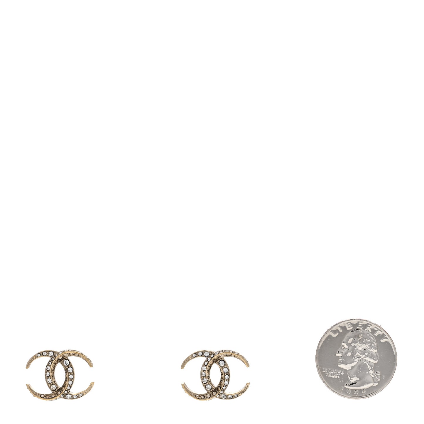 Crystal CC Moon Earrings Gold