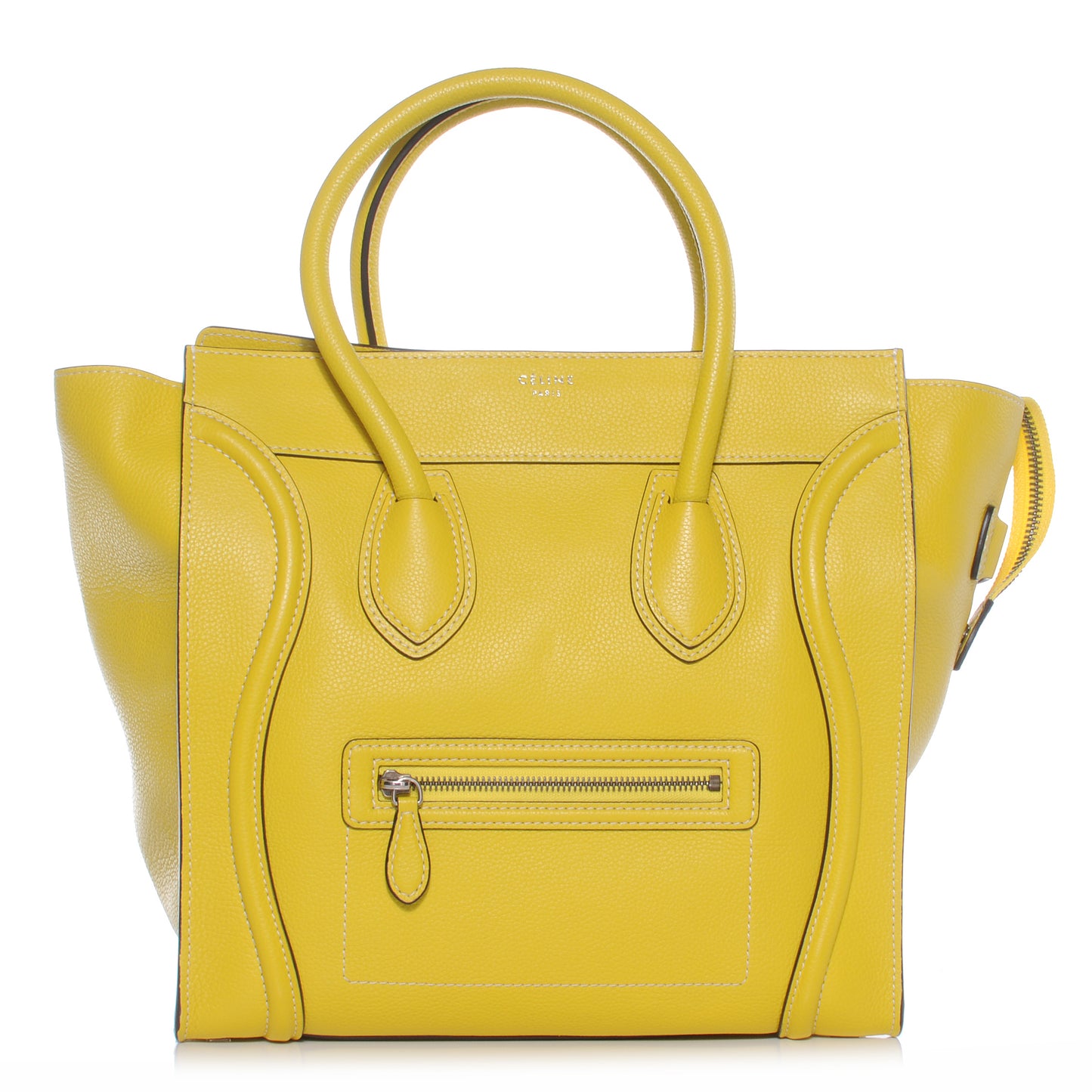 Drummed Calfskin Mini Luggage Citron