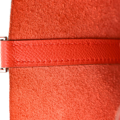 Hermes Epsom Tressage De Cuir Picotin Lock 18 PM Capucine Celeste Rouge H 7 of 16