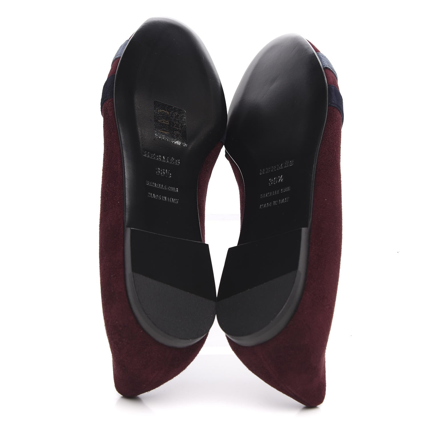 Hermes Suede Goatskin Nice Ballerina Flats 36.5 Bordeaux Navy Slate 5 of 7