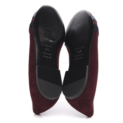 Hermes Suede Goatskin Nice Ballerina Flats 36.5 Bordeaux Navy Slate 5 of 7