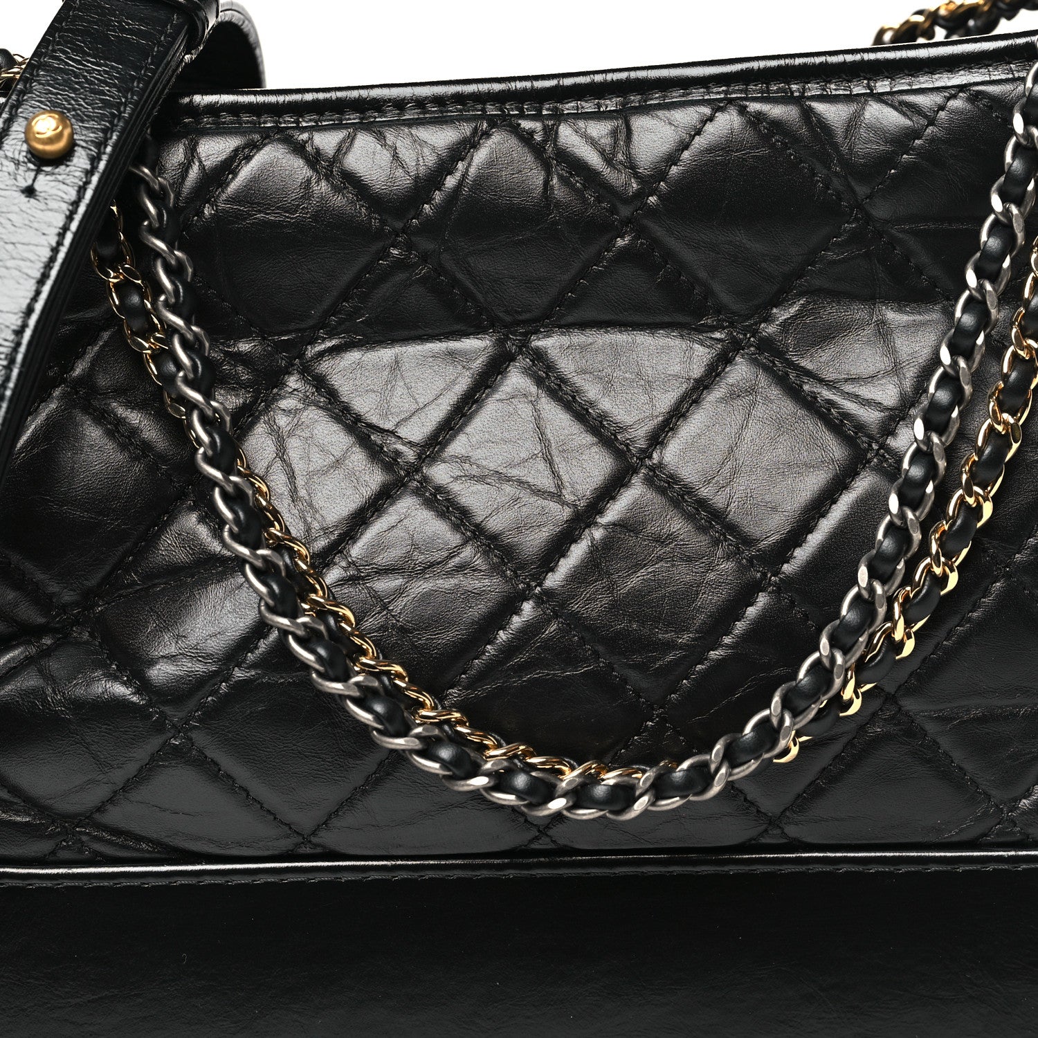 Chanel Aged Calfskin Quilted Medium Gabrielle Hobo Black 7 of 9