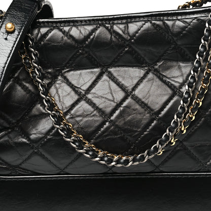 Chanel Aged Calfskin Quilted Medium Gabrielle Hobo Black 7 of 9