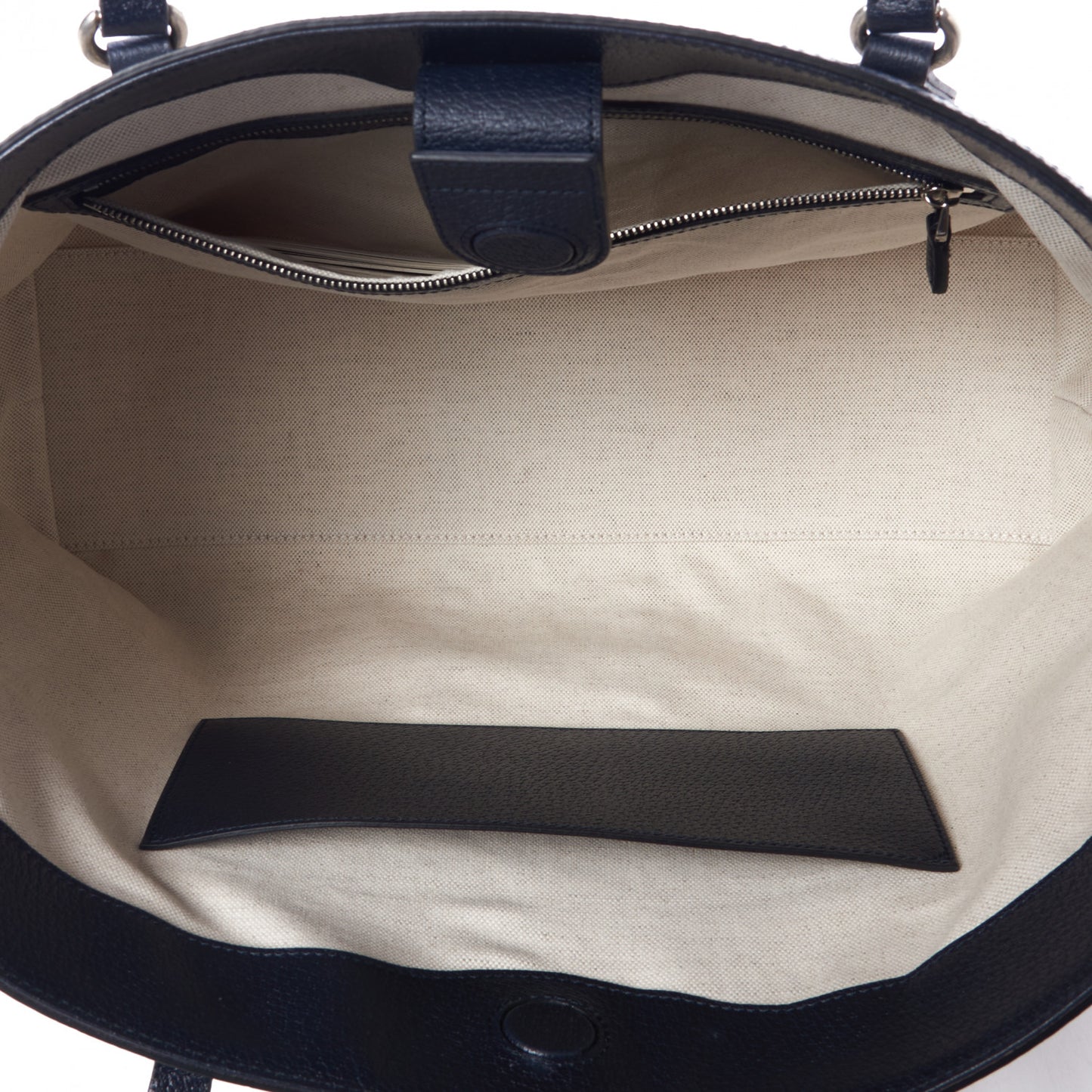 GG Supreme Monogram Textured Calfskin Web Medium Ophidia Shopping Tote Beige Blue