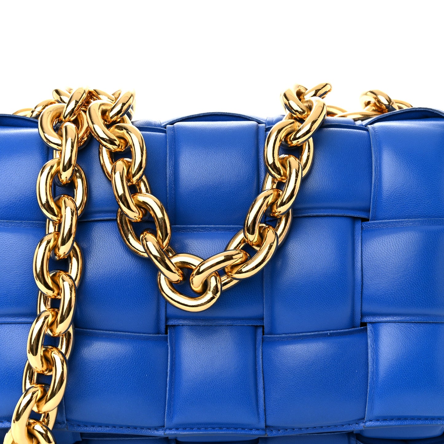 Lambskin Maxi Intreccio Padded Chain Cassette Crossbody Bag Cobalt
