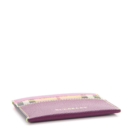 Burberry Soft Grain Calfskin Haymarket Check Izzy Card Case Dark Plum 4 of 7