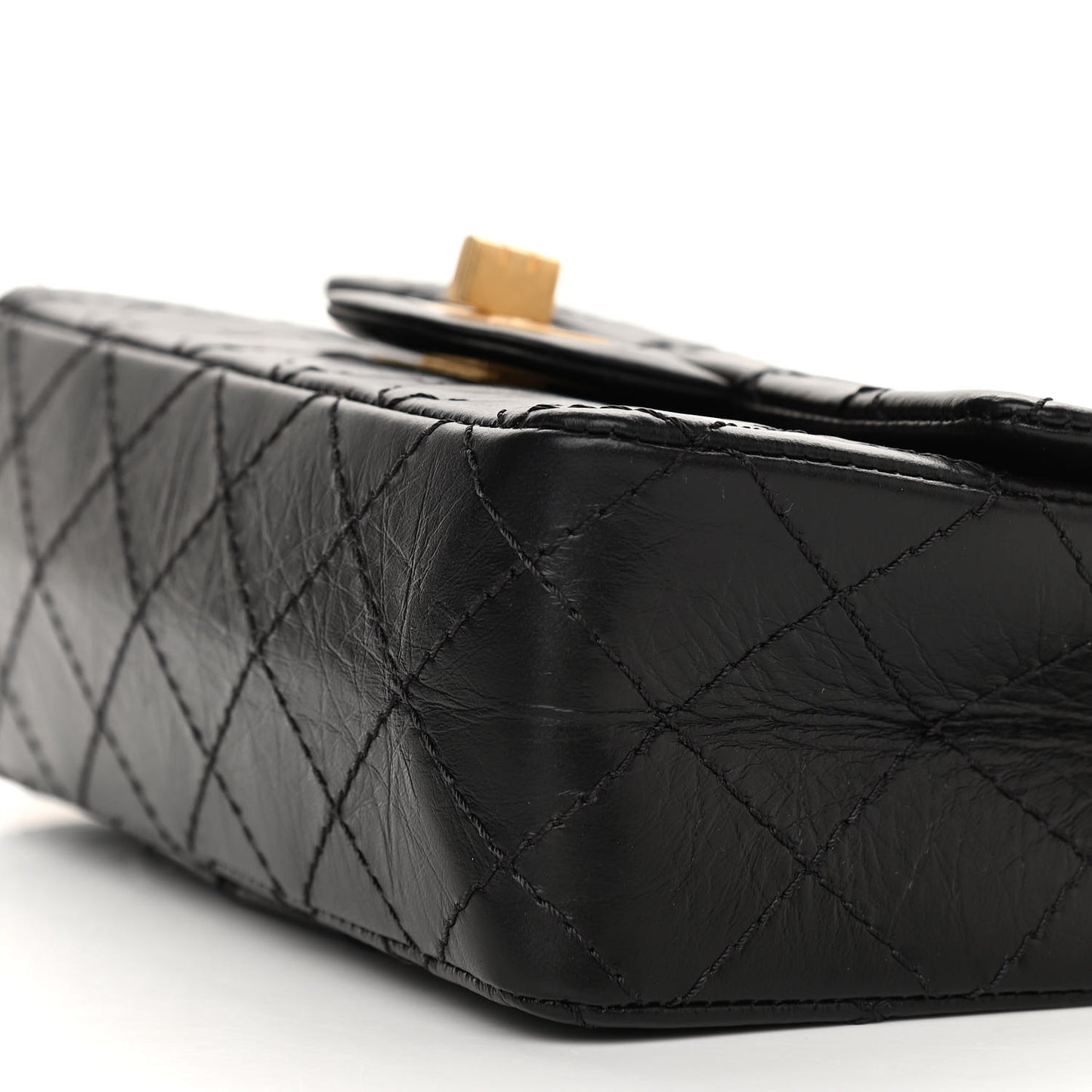 Aged Calfskin Quilted 2.55 Reissue Mini Flap Black