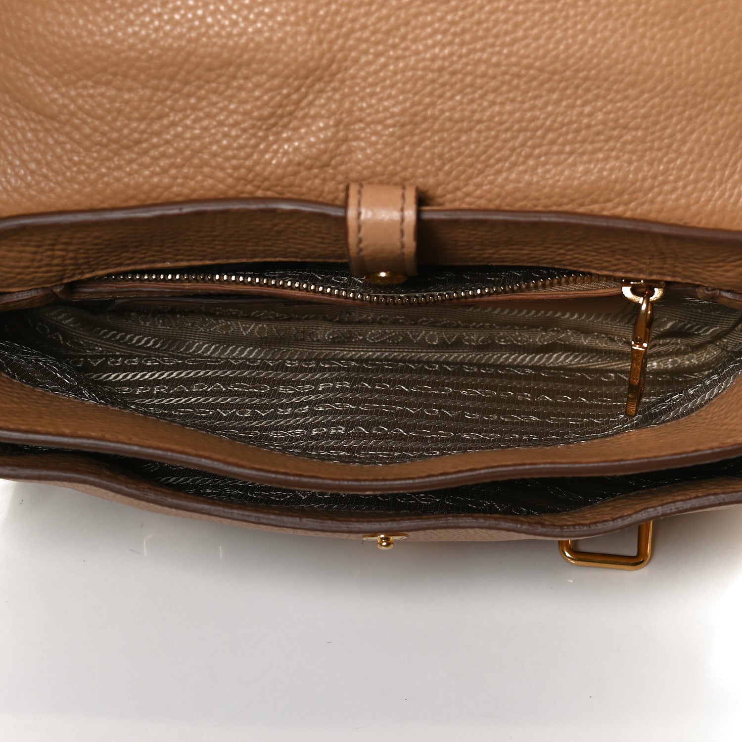 Prada Vitello Daino Push Lock Messenger Bag Noisette 5 of 13