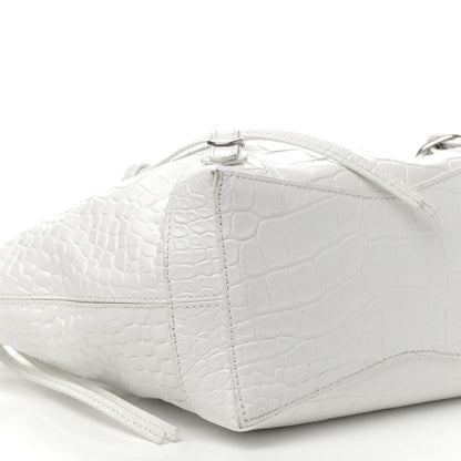 Balenciaga Extra Supple Calfskin Crocodile Embossed Neo Classic Hardware Hobo XS White 9 of 10