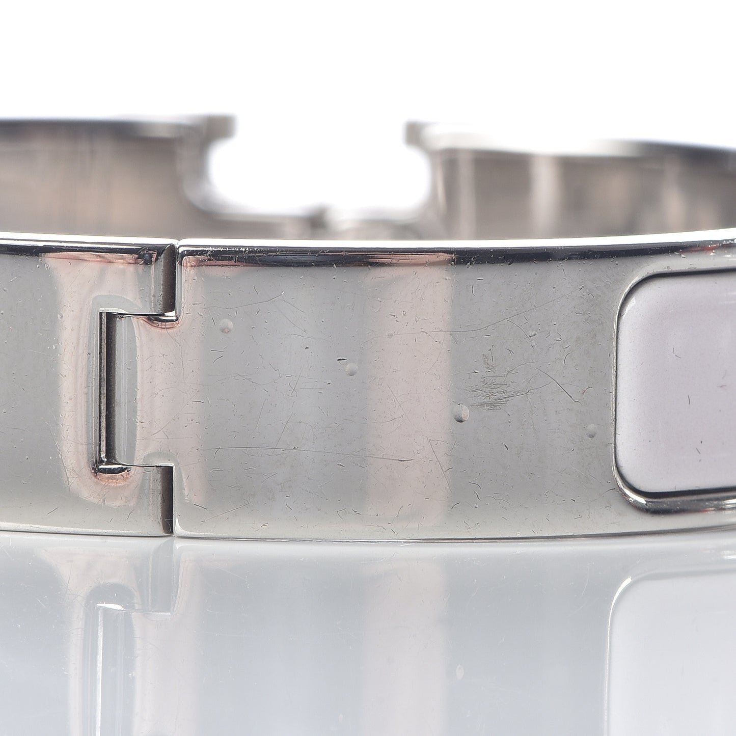 Enamel Narrow Clic Clac H Bracelet PM Rose Nymph White