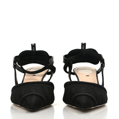 Fendi Mesh Vitello Ajour Embroidered Colibri Lite 55mm Slingback Pumps 36.5 Black 2 of 7