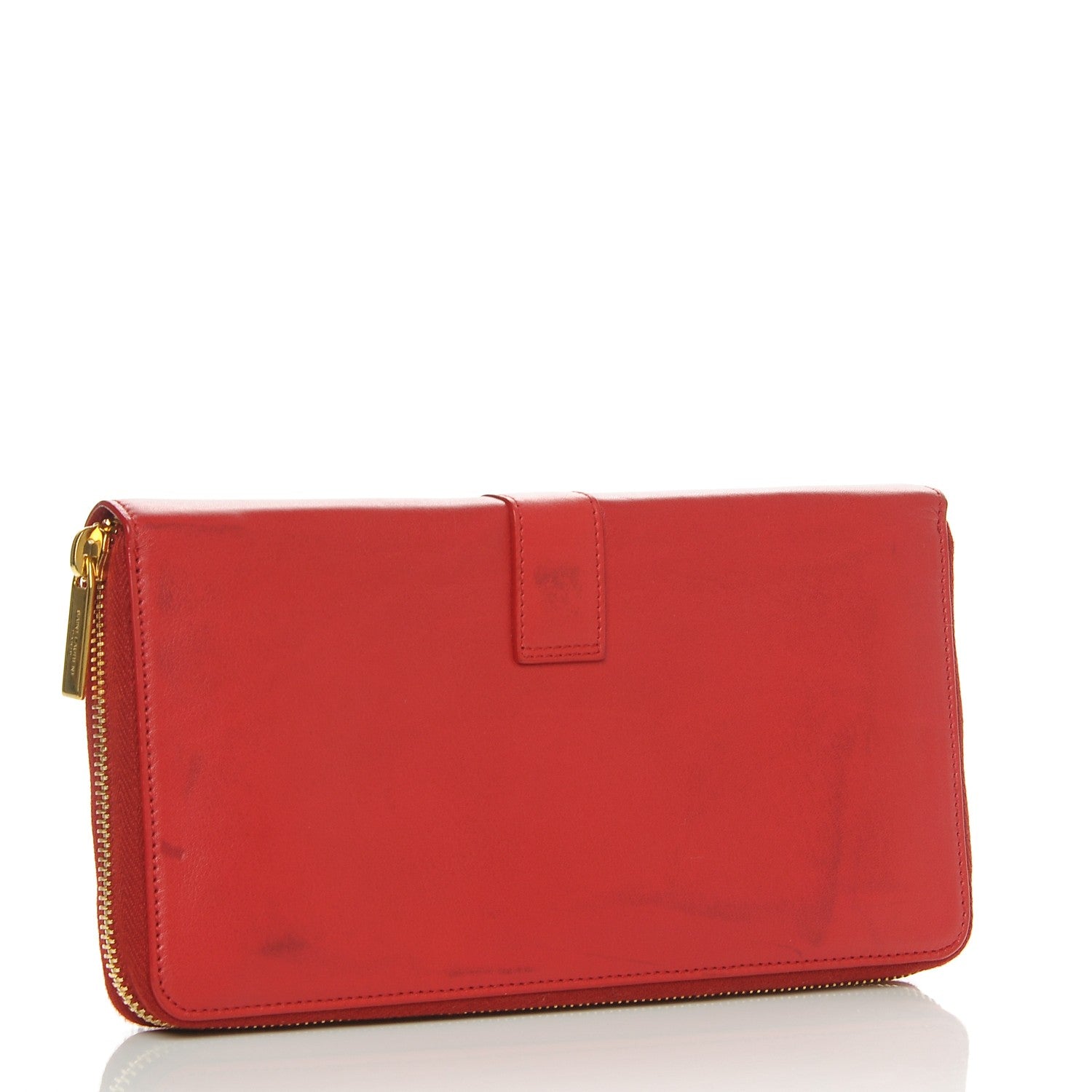 Saint Laurent Calfskin Classic Y Ligne Zip Around Wallet Red 3 of 9