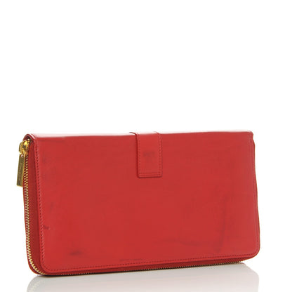 Saint Laurent Calfskin Classic Y Ligne Zip Around Wallet Red 3 of 9