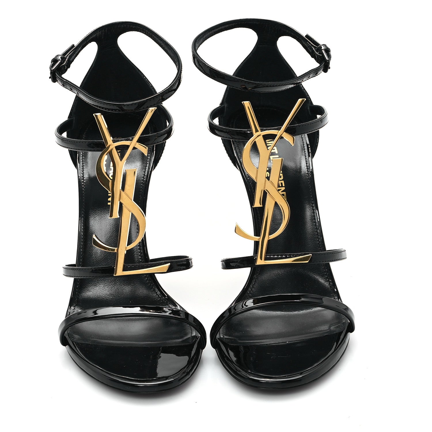 Saint Laurent Patent Cassandra 100 Ankle Strap Sandals 37 Black 3 of 10
