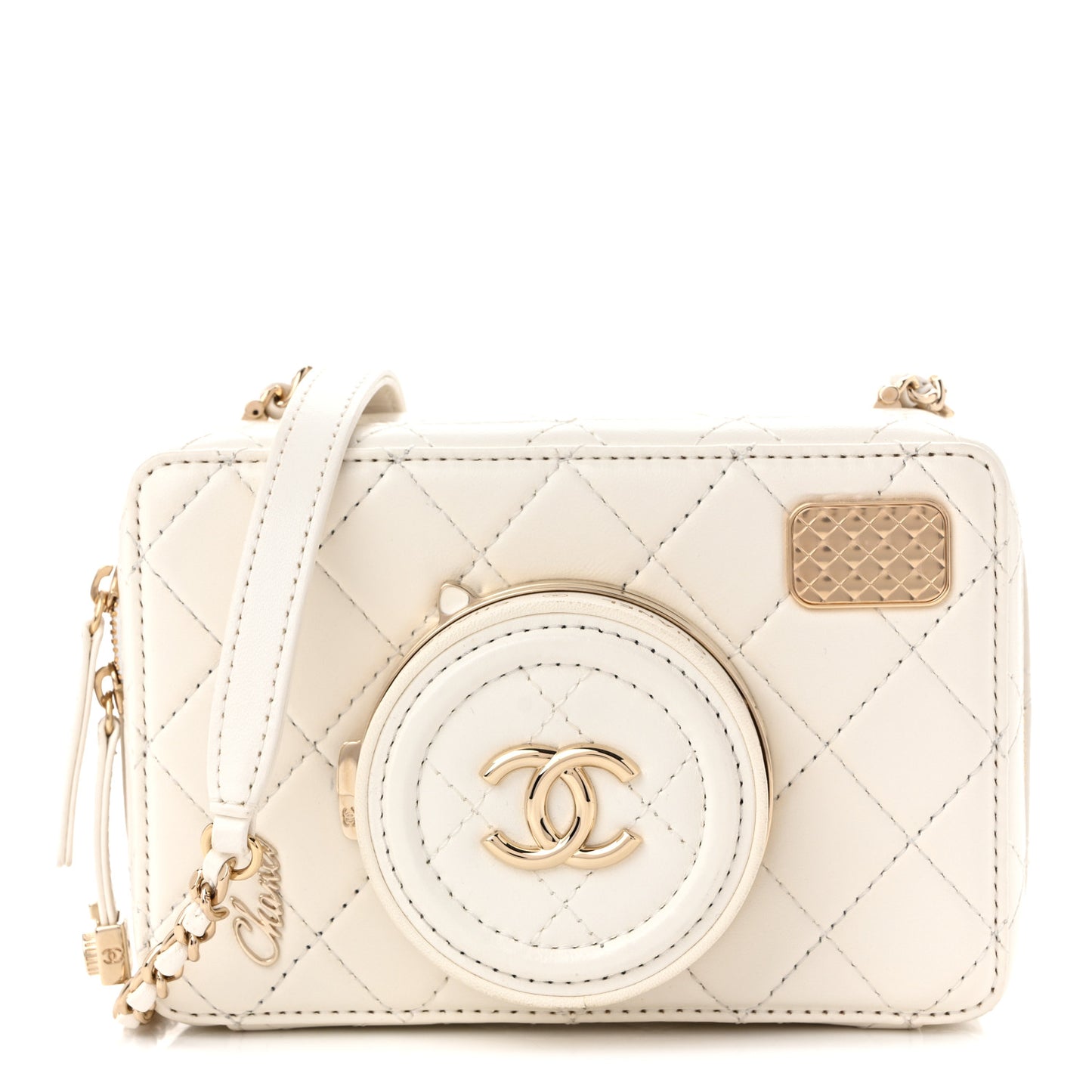 Lambskin Quilted Coco Click Bag White