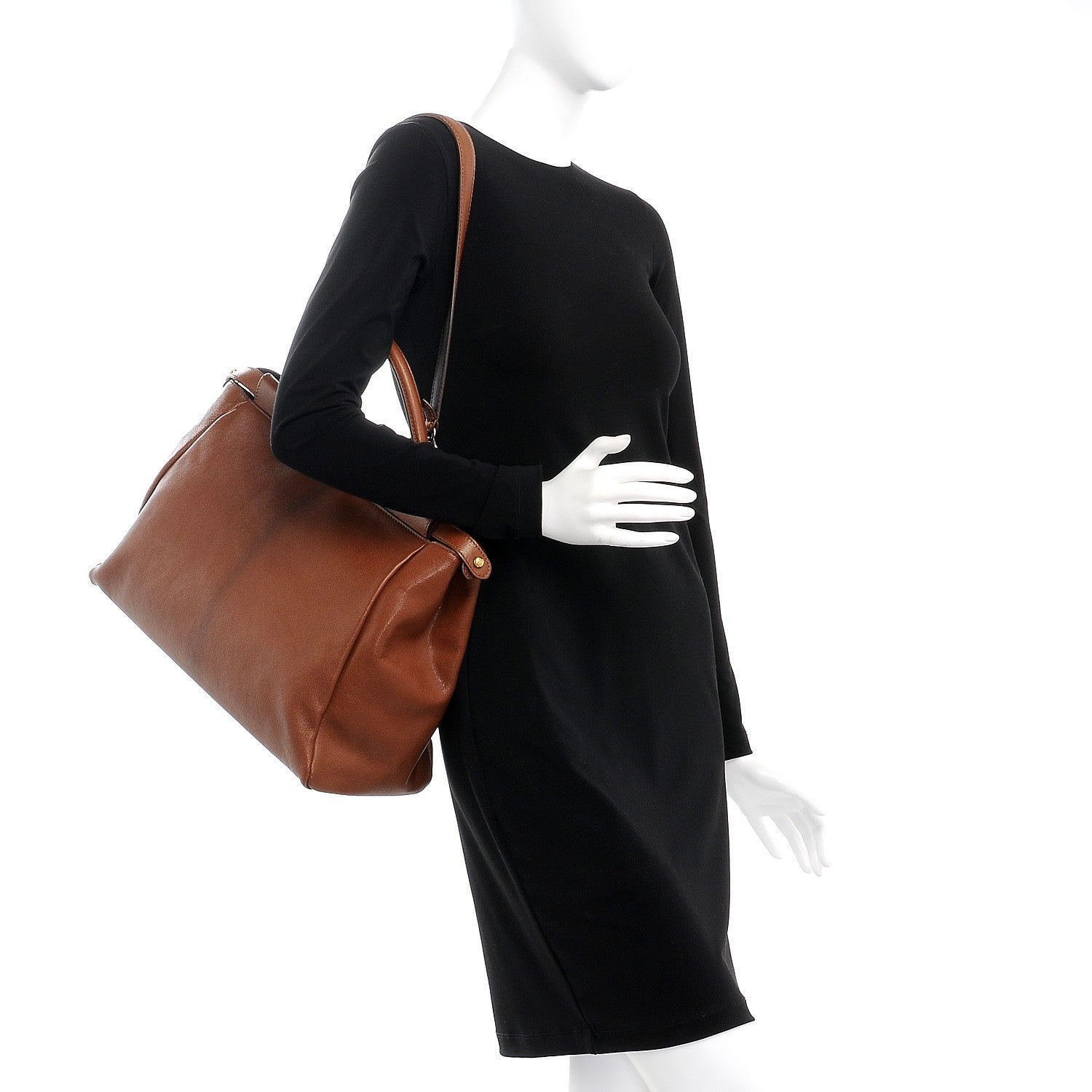 Fendi Goatskin Zucca Large Peekaboo Iconic Satchel Cuoio Tobacco Moro 3 of 9