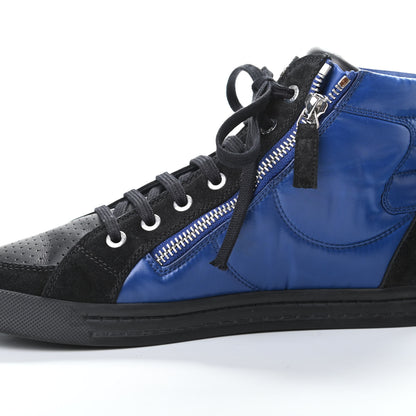Chanel Calfskin Pearl High Top CC Sneakers 38 Black Blue 9 of 9