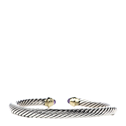 David Yurman Sterling Silver 14K Yellow Gold Amethyst 5mm Cable Classics Petite Color Bracelet 3 of 7