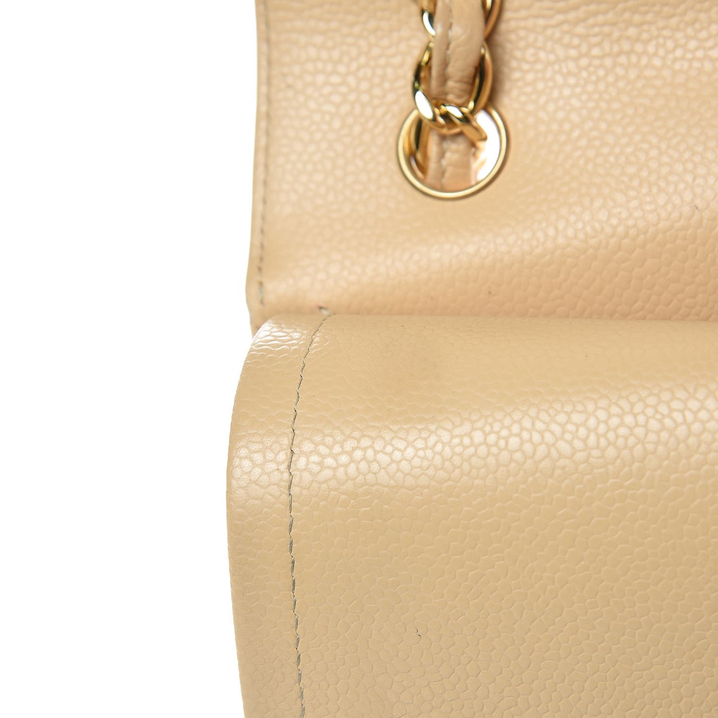Caviar Quilted Jumbo Double Flap Beige Clair