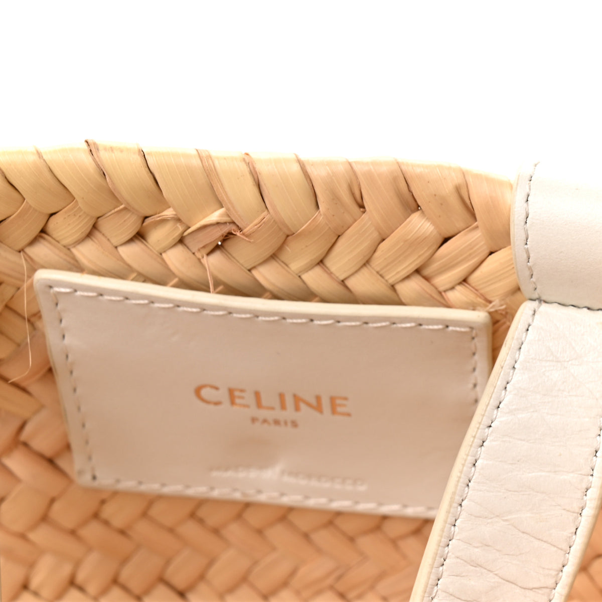 Raffia Calfskin Triomphe Teen Panier White