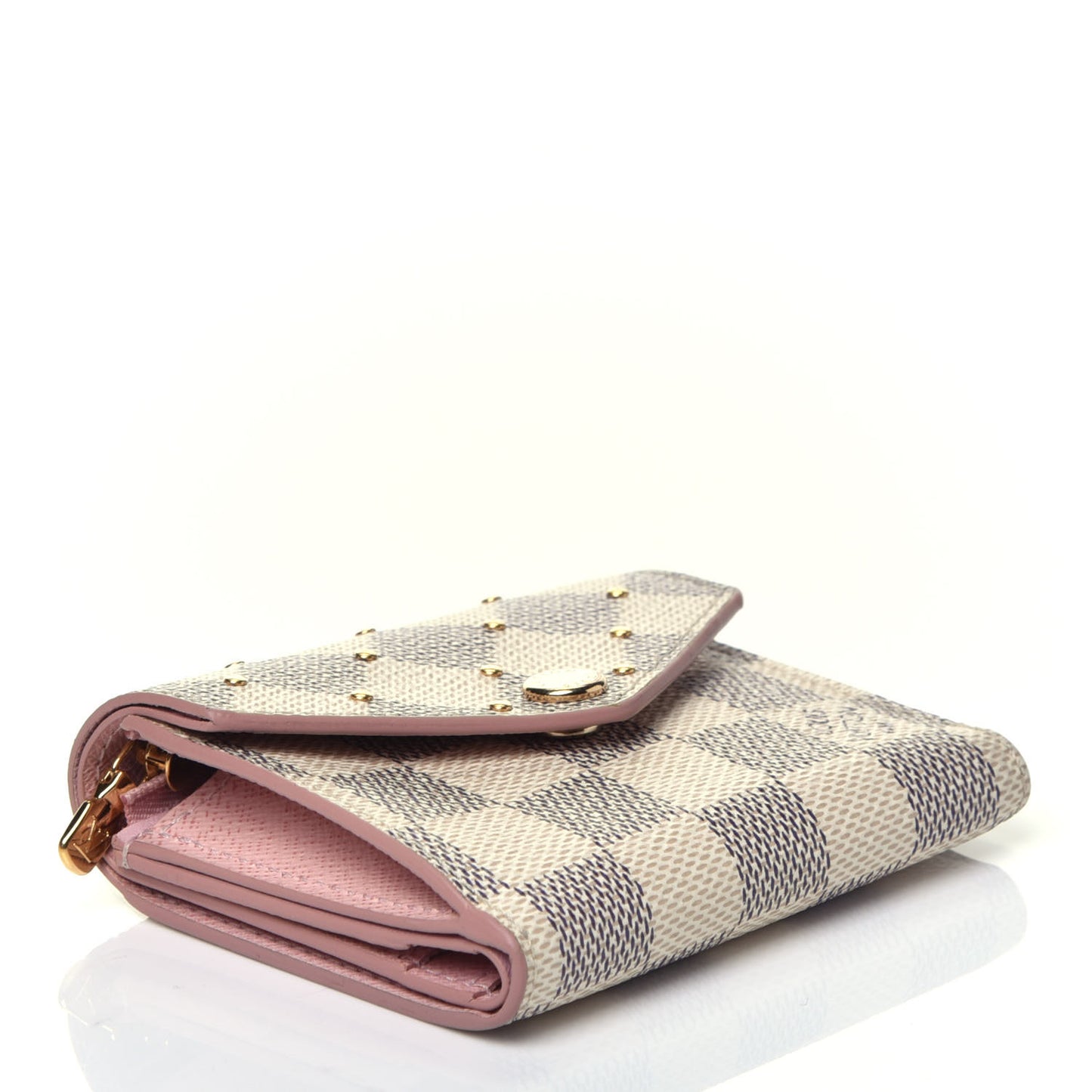 Damier Azur Studded Zoe Wallet Rose Ballerine