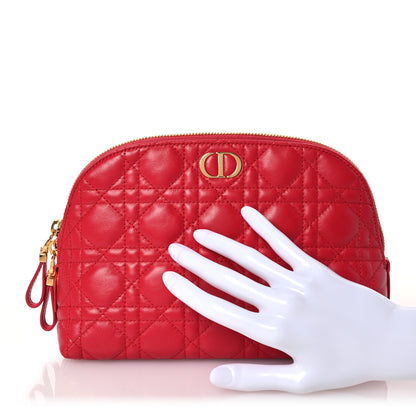 Christian Dior Lambskin Cannage Caro Beauty Pouch Raspberry 2 of 10