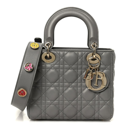 Christian Dior Lambskin Cannage Small Lucky Badges My Lady Dior Grey 1 of 10
