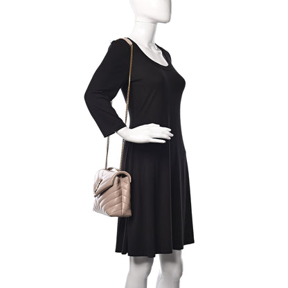 Saint Laurent Calfskin Y Quilted Monogram Small Loulou Chain Satchel Taupe Sable 2 of 13