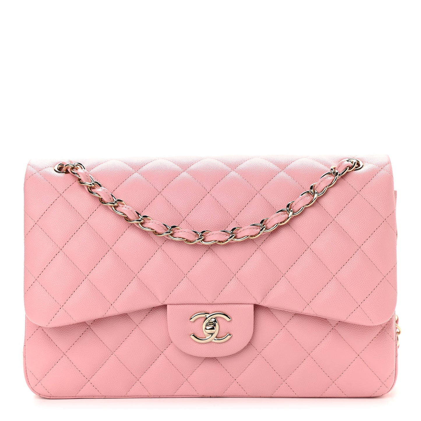 Caviar Quilted Jumbo Double Flap Pink