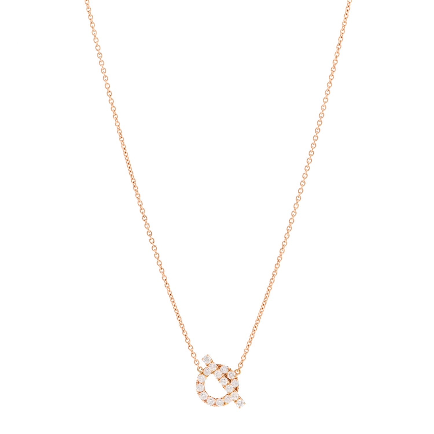 Hermes 18K Rose Gold Diamond Finesse Pendant Necklace 1 of 6