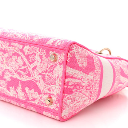 Christian Dior Canvas Toile De Jouy Reverse Embroidered Medium Lady D-Lite Fluorescent Pink 10 of 10