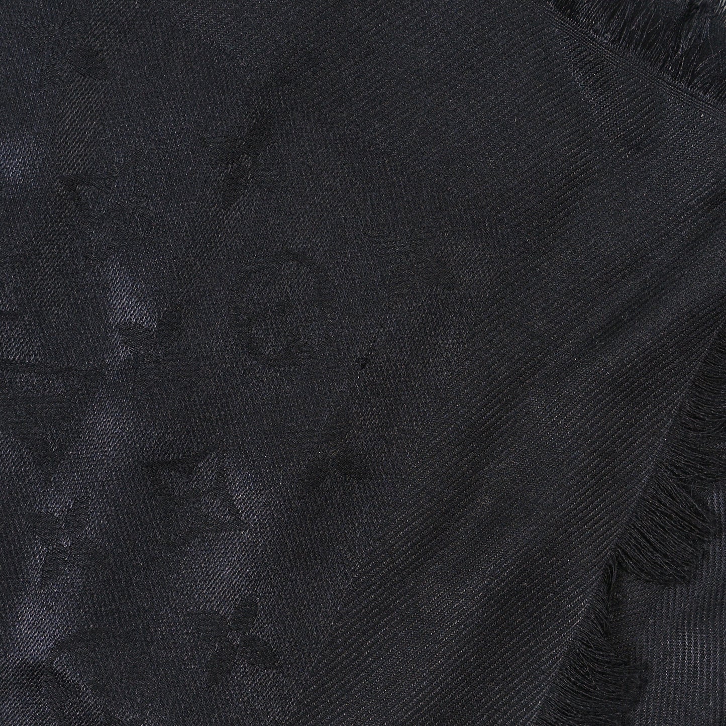 Silk Wool Monogram Shawl Black