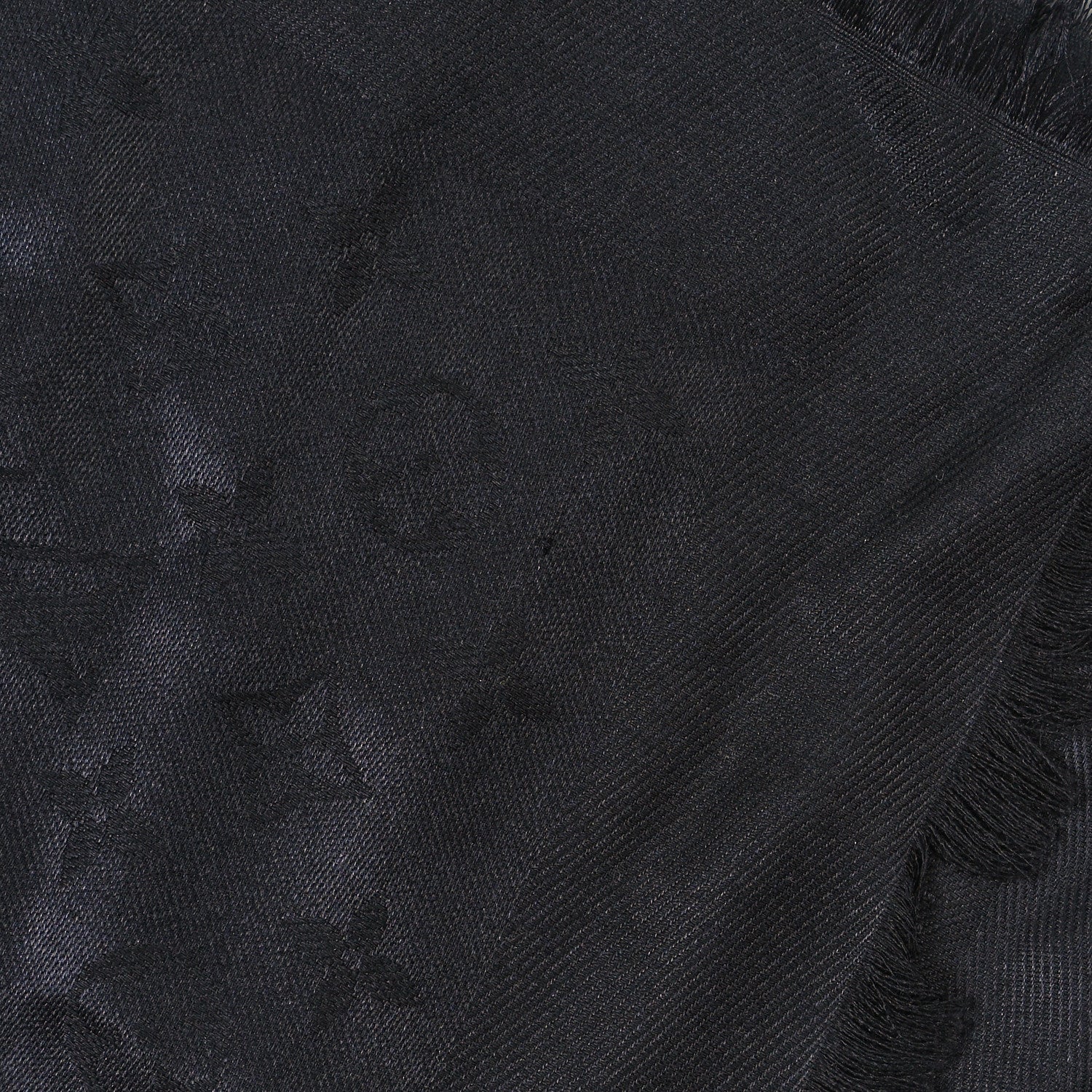 Louis Vuitton Silk Wool Monogram Shawl Black 2 of 4