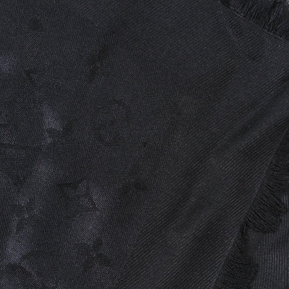 Louis Vuitton Silk Wool Monogram Shawl Black 2 of 4