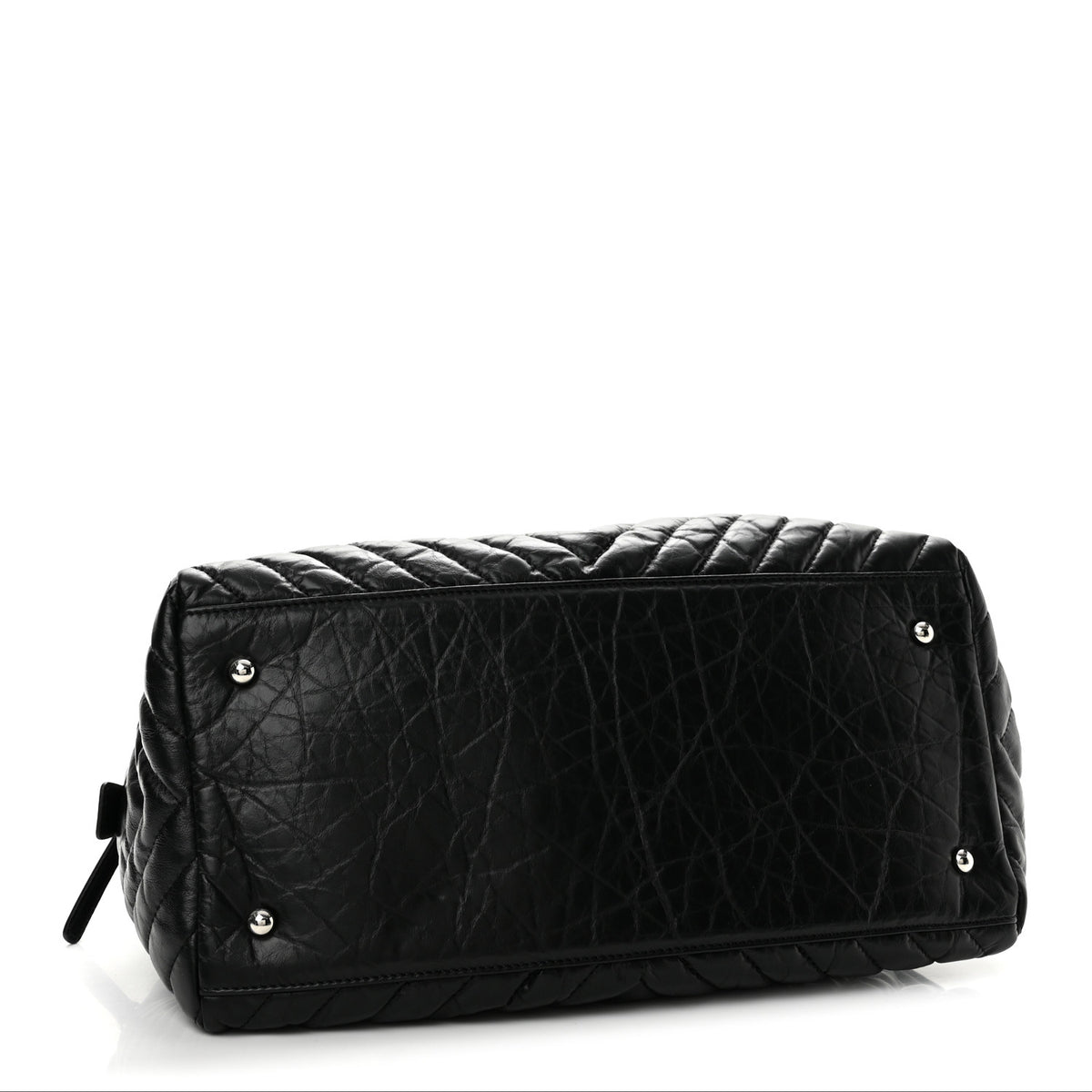 Chanel Aged Calfskin Chevron Medium Soft Bowling Bag Black 3 of 11
